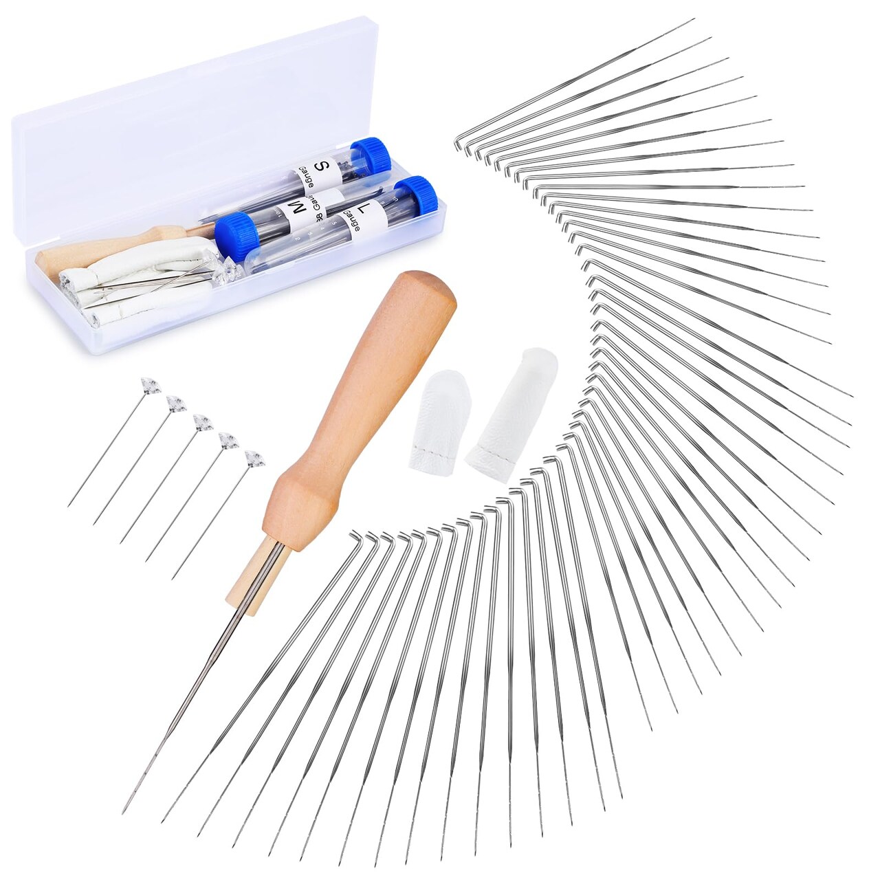 Needle Felting Needles,57PCS Needle Felting Kits,Needle Felting Supplies,45 Wool Felting Needles, 3 Wooden Handle for Making Felt Animals Doll Painting Handicraft 36/38/40 Gauge